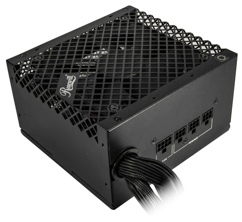 750W Semi Modular Power Supply With 80 Plus Bronze Efficiency, steel case, visible 120mm fan, PCIe connectors.