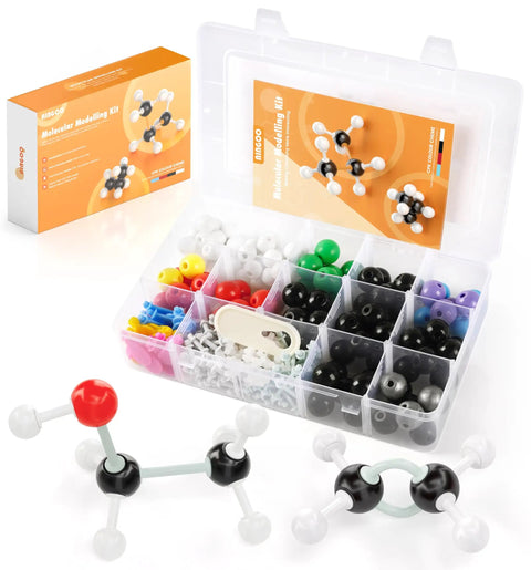 Portable Molecular Model Kit With P Orbitals 307 Pieces For Organic And Inorganic Chemistry Classes box and components displayed
