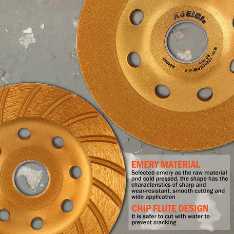 Pro Grade Turbo Diamond Cup Wheel Four And A Half Inch 115 Millimeters for concrete and stone grinding with emery material.