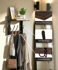 Top Notch Wall Mount Wood Coat Rack Sweet Space Saving Shelf Display Hook System features heavy-duty design with multiple hooks.
