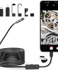 Endoscope Camera With 8 LED Lights Type C Borescope For Android And iOS Devices, OTG Compatible, coiled cable connected to phone