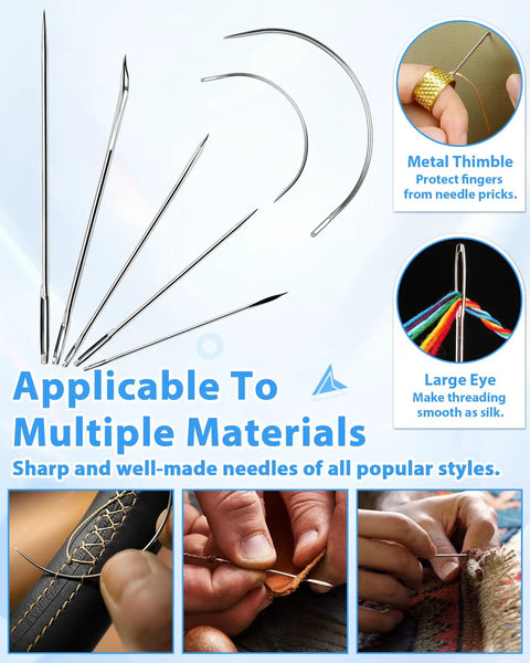 Heavy Duty Upholstery Repair Sewing Kit With Leather Needles Awl Seam Ripper 47 Piece Craft DIY Set details