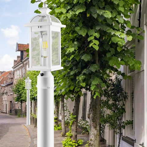Dusk To Dawn Outdoor Post Light With Seeded Glass For Patio Garden And Pathway Durable Aluminum Weatherproof IP65 fixture