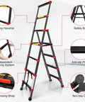 Lightweight Aluminum Telescoping A-Frame Ladder 5 Ft Portable Multi-Purpose Folding Step Ladder with Non Slip Cap and 330 LB Load Capacity