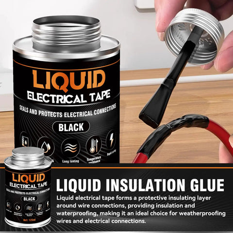 Liquid Electrical Tape Sealant For Outdoor And Indoor Wires Waterproof Insulation Glue That Quick Dry Temperature Resistant Electrical Coating For Electronics And Equipment 125ml black can on insulated wires