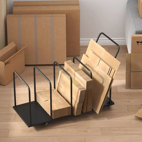 Beefy Carton Stand With Wheels Heavy Duty 500Lb Cardboard Box Storage Rack Rolling Carton Organizer With Adjustable Sections