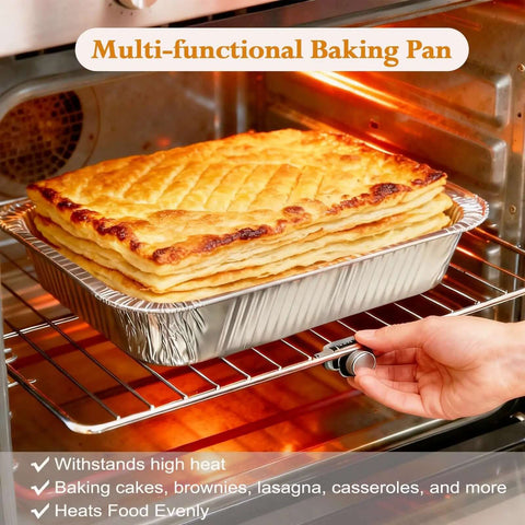 Forty Pack Disposable 9x13 Aluminum Foil Pans Deep Half Size Steam Table Trays For Oven Baking Cakes Roasting Turkey Meal Prep