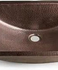 Hand Hammered Pure Copper Vanity Sink, 21 Inch Venetian Dual Mount Undermount Or Drop In Bathroom Sink, top view of bowl