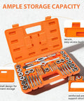 40-piece metric tap-and-die set in orange hard-shell case with dies, taps and accessories