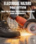 Men's Steel Toe Work Boots With Non Slip Outsole, Puncture Resistant, Breathable Lining, Electrical Hazard Protection