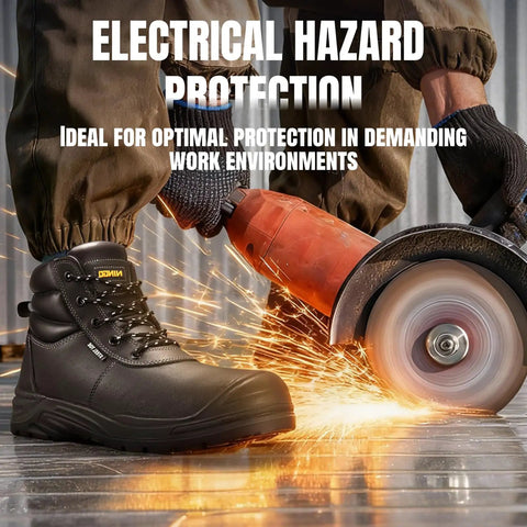 Men's Steel Toe Work Boots With Non Slip Outsole, Puncture Resistant, Breathable Lining, Electrical Hazard Protection