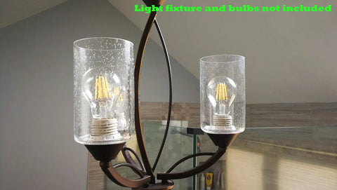 Seeded Bubble Glass Cylinder Shade For Light Fixtures 3 Pack Clear Replacement Fits 1 Inch By Five Eighths Fitter Modern Vintage Glow