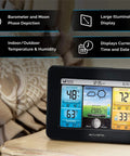 Wireless Home Weather Station With Color Display Indoor Outdoor Thermometer And Temperature Sensor Easy Setup shown on table