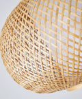 Close-up of bamboo basket weave shade on Bamboo Pendant Light With Basket Weave Shade Dope Rattan Chandelier For Kitchen Island And Nursery 23 Inch Hanging Ceiling Light With E26 Bulb Included.