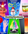 Product image showcasing 24 Day STEM Advent Calendar For Kids With All Inclusive Hands On Science Experiments Kit Featuring Volcano Chemistry Physics Gemstones And Holiday Countdown Gift For Boys And Girls including lava lamp and crystal snowman.