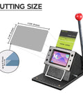 Manual Corner Cutter For Credit Cards And IDs With Round Corners, PVC Card Cutter, side view showing size details and lever