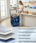 Woman using Rolling Grocery Tote With Wheels Reusable Shopping Bags On Wheels All In One Trolley For Groceries indoors