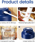 USB Rechargeable Mini Food Processor 320ML With 6 Stainless Blades Electric Garlic Chopper product details with battery, steel blades and cup.