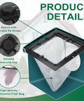 Two Pack Square Catch Basin Drain Filter 12 Inch To Stop Clogs And Backups In Lawn Garden Landscaping And Patio Infiltration System Removable Setup For Smooth Drainage shown with product details.