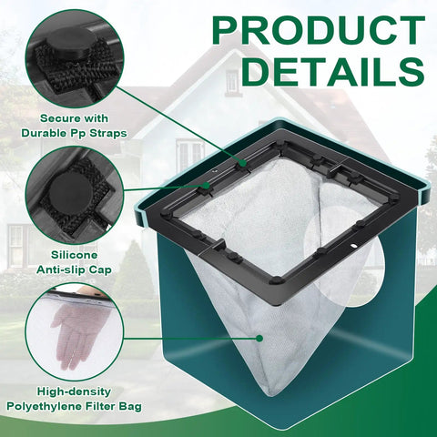Two Pack Square Catch Basin Drain Filter 12 Inch To Stop Clogs And Backups In Lawn Garden Landscaping And Patio Infiltration System Removable Setup For Smooth Drainage shown with product details.