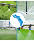 2 In 1 Drip Irrigation Hole Punch And Fitting Insertion Tool For 1/4in PE Tubing shown with garden sprinklers.