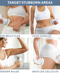 Body Sculpting Machine For Targeted Skin Firming And Anti Cellulite Massage With Lymphatic Drainage, Legs Stomach And Arms, Interchangeable Pads To Improve Texture And Smooth Skin applied on different body parts