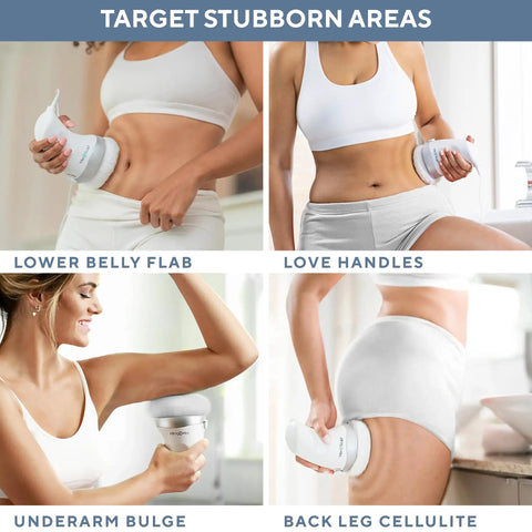 Body Sculpting Machine For Targeted Skin Firming And Anti Cellulite Massage With Lymphatic Drainage, Legs Stomach And Arms, Interchangeable Pads To Improve Texture And Smooth Skin applied on different body parts
