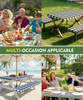 Picnic Table Cover Set With Bench Covers And Drawstring Bag Waterproof And Windproof Fitted Camping Tablecloths With Elastic Edges