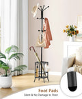 Freestanding Coat Rack With Umbrella Holder, Metal Coat Tree With 12 Hooks, Standing Hanger Stand For Entryway And Home Office