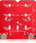Front view of an adjustable cabinet hinge jig for 35mm drilling 45mm and 48mm concealed hinges, metal construction, universal fit.