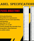Ultimate All-In-One Electrical Panel Label Kit For Safe Home Wiring: 48-Circuit Directory With specifications list