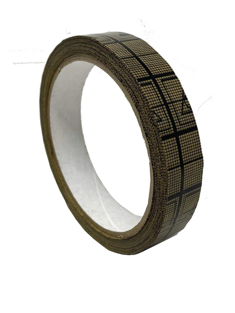 Side view of Static Care conductive grid tape roll, 3/4 in wide, brown with black grid pattern for ESD/EMI shielding