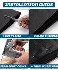 Installation guide for Kick Sag To The Curb With This Boss Level Spring Repair Kit showing cutting, aligning, stapling, and trimming fabric.