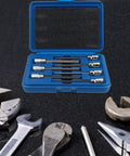 3 8 Inch Drive Badass Xxl Extra Long Bits Socket Wrench Set with Heavy Duty Ratcheting Tools displayed in a blue case.