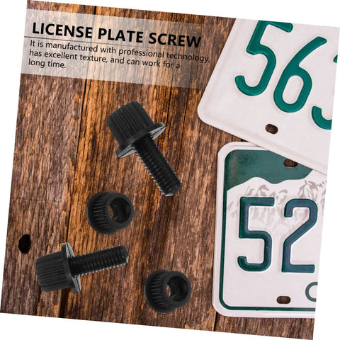 4 Pack Black Nylon Motorcycle License Plate Bolts and Screws with license plates, rust resistant easy install fasteners