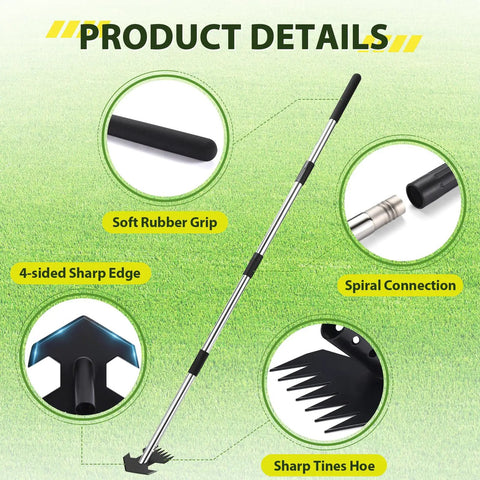 Rocket Shaped One Hand Garden Hoe For Weeding Adjustable 30 To 60 Inch Steel Handle details and features