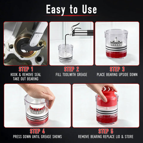 Two In One Bearing Packer And Seal Puller Tool Kit step-by-step usage instructions for hub maintenance