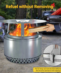 Upgraded Heat Deflector For Solo Stove Yukon 27 Inch 304 stainless steel diffuser with detachable legs in use over fire pit