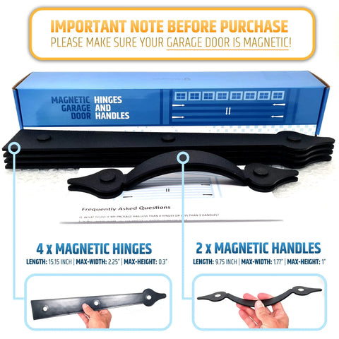Magnetic Garage Door Hardware Kit With 2 Faux Handles And 4 Hinges Easy No Drill Install In Minutes Rock Solid Hold