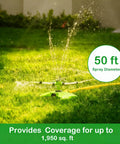 Heavy Duty Two Arm Sprinkler With Brass Nozzle For Big Yards And Gardens 360 Degree Automatic Rotary Lawn Irrigation System with 50 ft spray diameter on grass