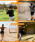 Portable Baseball Rebounder Net For Quick Pro Grade Returns With Four Adjustable Angles For Ground Balls, Fly Balls, Fastballs And More, 4 By 4.5 Ft Practice Tool For Baseball And Softball Training, Orange.