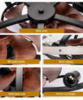 Close-up of 20 Inch Farmhouse Caged Ceiling Fan With Lights And Remote, low-profile black semi-flush mount, showcasing metal cover, ABS blades, and E26 bulb fit.