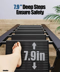 Six Step Folding Ladder For Home And Garage, Lightweight Aluminum Stepladder With Stable Top Handle, Non Slip Feet, Holds Up To 300 Lbs, Black, Compact Design For Easy Storage, Ideal For Indoor And Outdoor Tasks; 7.9in deep steps