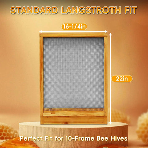 10 Frame Beehive Screened Bottom Board With Beeswax Coating For Langstroth Hives, cedar build, 16-1/4 x 22 inches