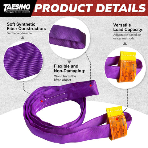 Endless Round Lifting Sling 20 Ft Polyester Heavy Duty Hoist Strap 2600 Lb Vertical Load 5200 Lb Breaking Strength Durable Rigging Gear