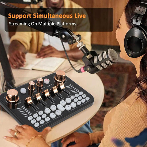 Pro Gaming Audio Mixer Sound Board For PC And Phone With Three Point Five Millimeter Microphone Input DJ Effects Live Sound Card for streaming setup