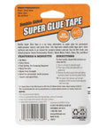 Back packaging of Heavy Duty Double Sided Glue Tape For Quick Fixes And Permanent Bonding, Multi Purpose Clear Tape Five Eighths Inch By Twenty Feet, High Tack No Mess Easy Tear Pack Of Two.