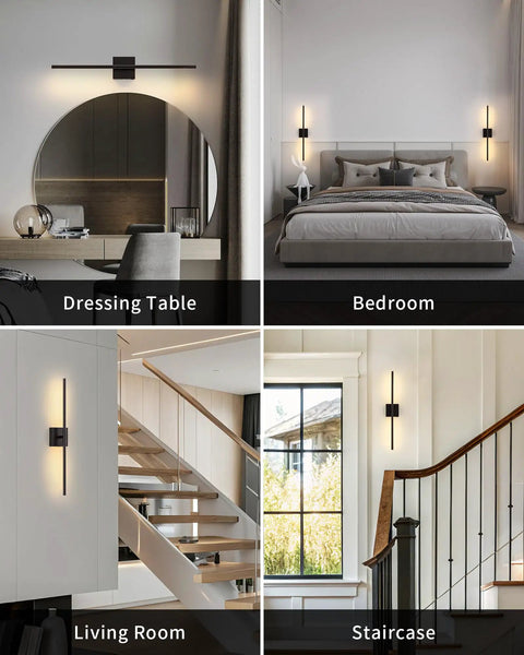 Slick Black Cordless Wall Sconces Set Of Two Wireless Led Accent Lamps With Smooth Stepless Dimming And Handy Remote in Bedroom and Staircase.