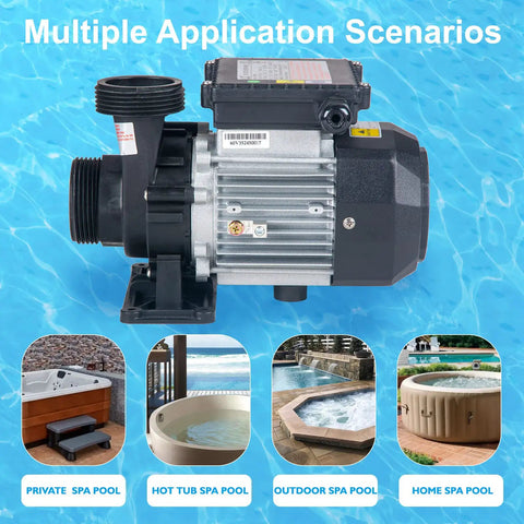 Top Shelf Zero Fuss Hot Tub Circulation Pump 240V 230V 0.35 Horsepower with 1.5 inch plumbing for spa and pool applications.