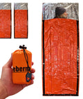 Emergency Survival Sleeping Bags 2 Pack For Cold Weather Camping And Outdoor Rescue Mylar Thermal Bivy Sack with person inside